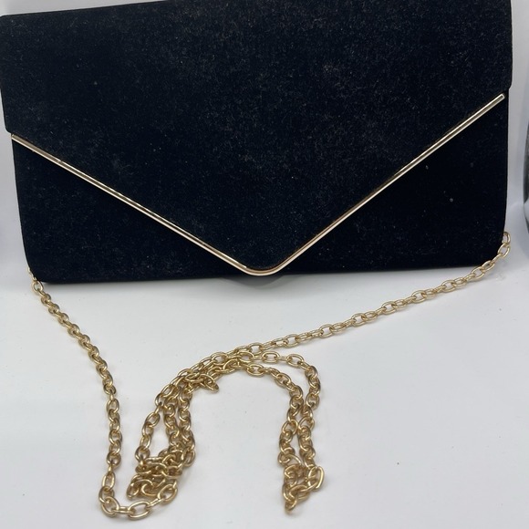 Revitalash Cosmetics Handbags - Black Velvet Evening Clutch Purse Gold Tone Chain Formal Wedding Bag